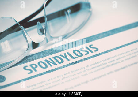 Diagnose - Spondylose. Medizinisches Konzept. 3D Illustration. Stockfoto