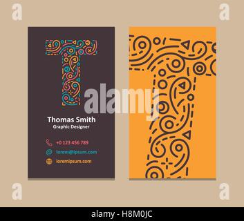 T Buchstabe Logo Corporate Business Card. Vektor-Design. Stock Vektor