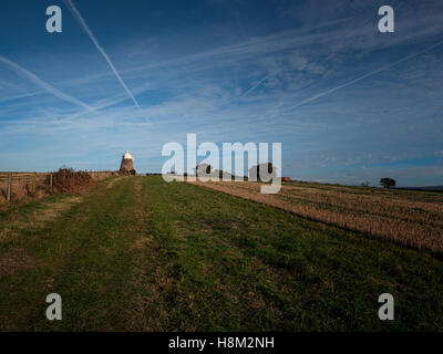 Halnaker Windmühle auf dem Halnaker Hill, der South Downs in der Nähe von Chichester, West Sussex Stockfoto