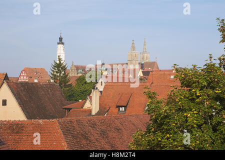 Rote Dächer von Rothenburg Stockfoto