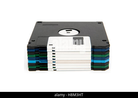 Isolierte Bild aus einem Stapel von 3 1/2'-Disketten Stockfoto