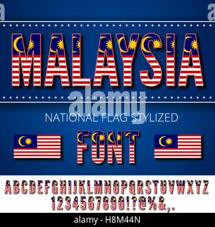 Malaysia Flagge Schriftart Stock Vektor