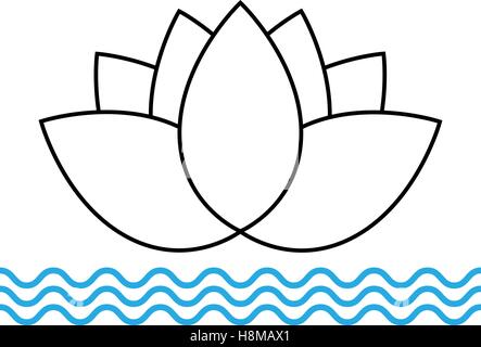 Lotus-Blume-Symbol auf dem Wasser in einem flachen Stil Stock Vektor