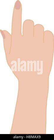 Weibliche Hand ein Fingerzeig auf einem weißen Hintergrund-Vektor-Illustration. Stock Vektor