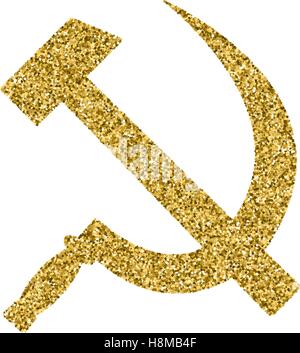 Hammer und Sichel. USSR Sign. Hand gezeichnet mit goldenen f-Schriftzug Stock Vektor