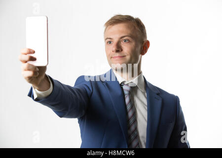 Geschäftsmann, wobei ein Selbstporträt Stockfoto
