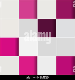 Abstrakte 3D-Hintergrund mit Fliesen in verschiedenen Tönen von rosa Stockfoto