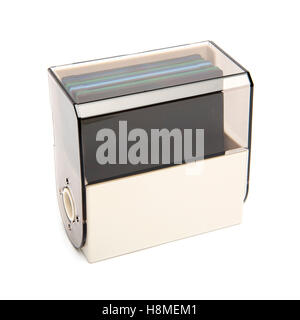 Isolierte Bild des Schrankes Diskette Veranstalter gefüllt mit Disketten Stockfoto