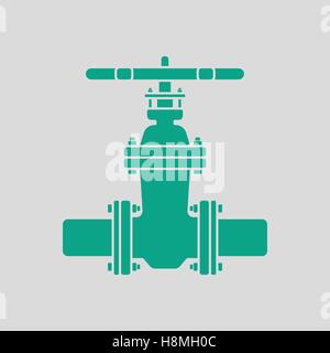 Rohr-Ventil-Symbol. Grauer Hintergrund mit grün. Vektor-Illustration. Stock Vektor