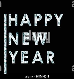 Diamant-Happy New Year Inschrift auf schwarzem Hintergrund Stock Vektor