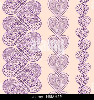 Nahtlose Herz Grenzen set Stock Vektor