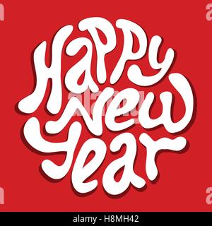 Glückliches Neujahr Inschrift in Form eines Kreises Stock Vektor