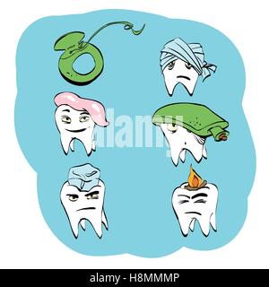 Dentale Reihe von Gesundheit Zähne und Mundhygiene Stock Vektor