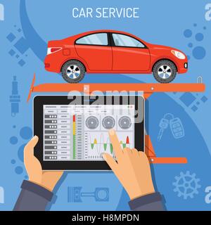 Autoservice und Wartungskonzept Stock Vektor