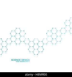 Struktur-Molekül der DNA und Neuronen. Strukturelle Atom. Chemische Verbindungen. Medizin, Wissenschaft, Technologie-Konzept. Geometrischen abstrakten Hintergrund. Vektor-Illustration für Ihr Design. Stock Vektor