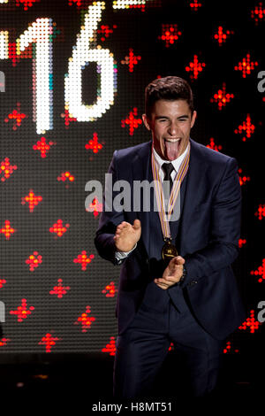 Valencia, Spanien. 13. November 2016. #93 schließt Marc MARQUEZ (SPA) Repsol Honda Team während der Preisverleihung der FIM MotoGP-Saison. Bildnachweis: Jose Breton/Pacific Press/Alamy Live-Nachrichten Stockfoto