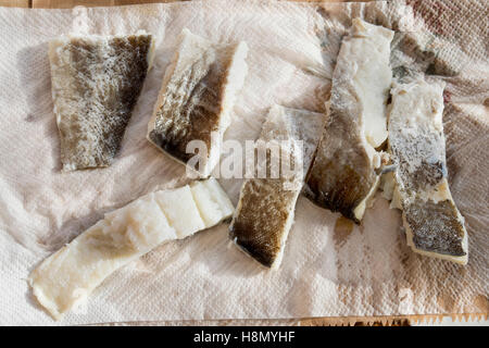 Filets von getrockneten Stockfisch Stockfoto