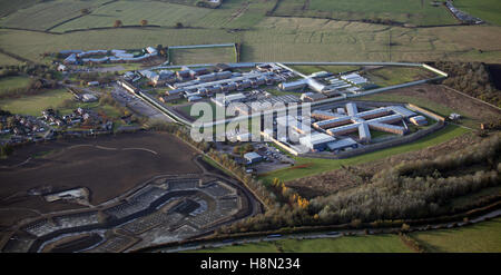 Luftaufnahme des Rainsbrook sichern Training Centre, HMP Onley & HMP Roggen Hügel in der Nähe von Rugby, Großbritannien Stockfoto