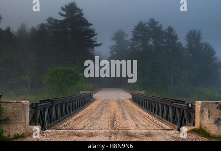 Darkemed Forstweg über Brücke über Corry See. Stockfoto