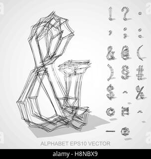Abstrakte Darstellung einer skizzierten Symbolen mit transparenten Schatten. Satz von Hand gezeichnet 3D-Symbole für Ihr Design. Vektor EPS 10 Stock Vektor