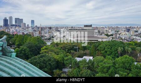 Landschaftsblick auf die Stadt Nagoya in Japan von der Burg gesehen Stockfoto