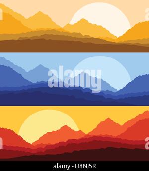Sonnenaufgang und Sonnenuntergang Wüste Landschaft Vektor Hintergrund Stock Vektor