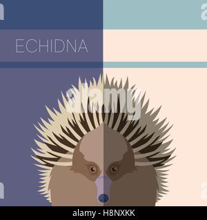 Vektor-Bild der Echidna flache Postkarte Stock Vektor