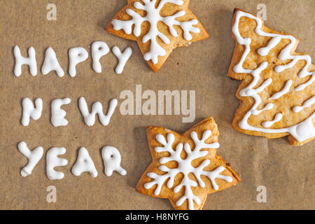 Weihnachten Lebkuchen auf einem Pergament-Inschrift. Stockfoto