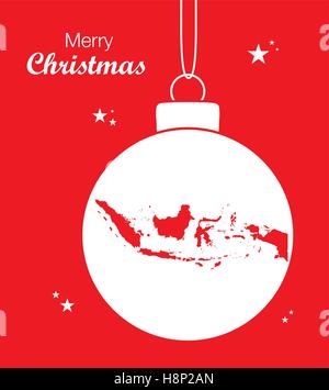 Frohe Weihnachten Abbildung Thema mit Karte von Indonesien Stock Vektor