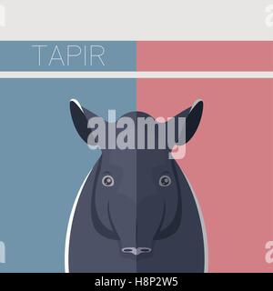 Vektor-Bild der flachen Postkarte mit Tapir Stock Vektor