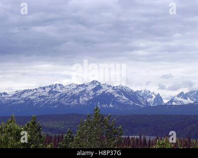 Mount McKinley vom Alaska Highway 3 im Denali State Park aus gesehen Stockfoto