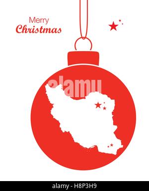 Frohe Weihnachten Abbildung Thema mit Landkarte von Iran Stock Vektor