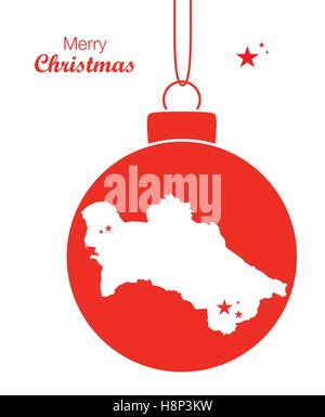 Frohe Weihnachten Abbildung Thema mit Karte von Turkmenistan Stock Vektor