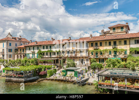Isola dei Pescatori am Lago Maggiore, vom See aus gesehen, Piemont, Italien Stockfoto