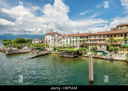 Isola dei Pescatori am Lago Maggiore, vom See aus gesehen, Piemont, Italien Stockfoto