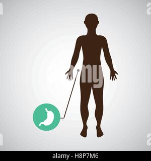 Silhouette Mann mit Bauch Körper Symbol Vektor Illustration Eps 10 Stock Vektor