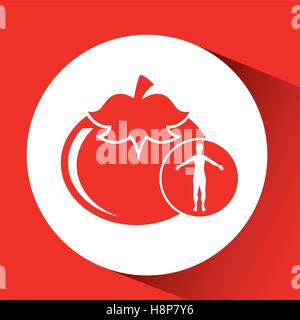 Silhouette Mann Essen Tomaten Gemüse Design Vektor Illustration Eps 10 Stock Vektor