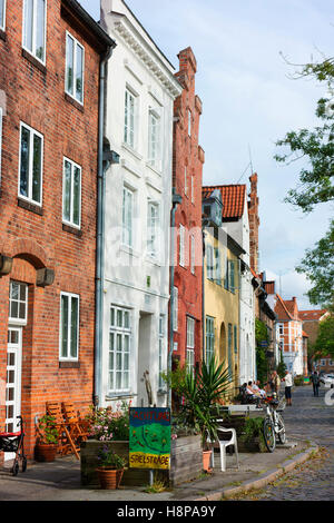 Private Ferienhäuser in Lübeck Altstadt. Stockfoto