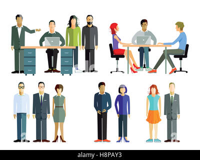 Personen und Mitarbeiter im Büro jeden Tag Stockfoto