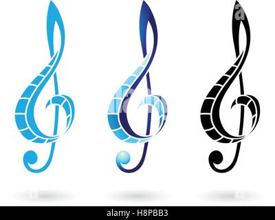 Vektor-Illustration von einer bunten Notenschlüssel isoliert auf weißem Hintergrund Stock Vektor