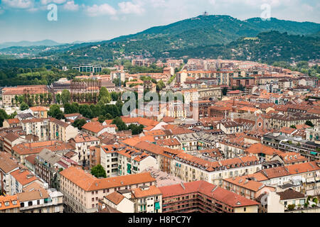 Ansicht von Turin genommen von der Spitze der Mole Antonelliana. Piemont Italien Stockfoto