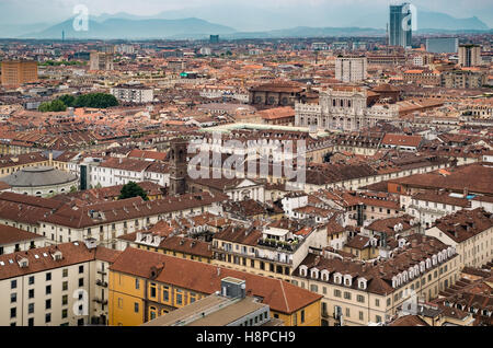 Ansicht von Turin genommen von der Spitze der Mole Antonelliana. Piemont Italien Stockfoto