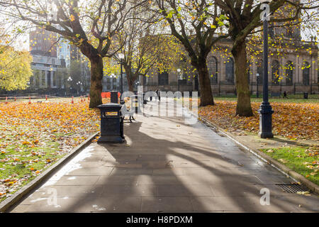 Herbstsonne in St Philip Quadrat auf Colmore Reihe in Birmingham Stockfoto