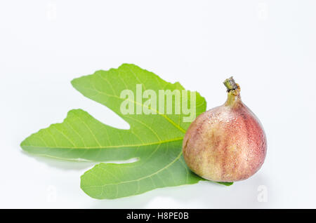 Reife süße Feigen, frisches Obst auf weißem Hintergrund Stockfoto