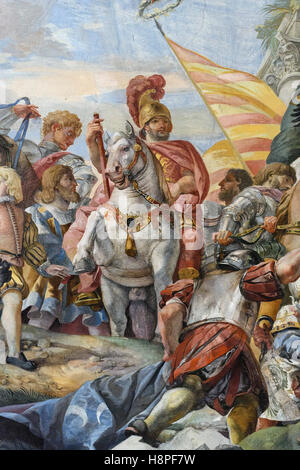 Rom. Italien. Galleria Colonna, Triumphal Entry von Marcantonio II Colonna in Rom, Fresko von Giovanni Coli und Filippo Gherardi. Stockfoto