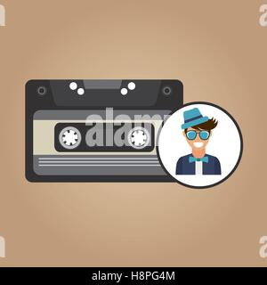 Kassette Vintage-Mann Stil Hipster Vektor Illustration Eps 10 Stock Vektor
