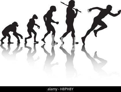 Die Evolution, Silhouette Menschen. Darwin Theorie. Vektor-illustration Stock Vektor