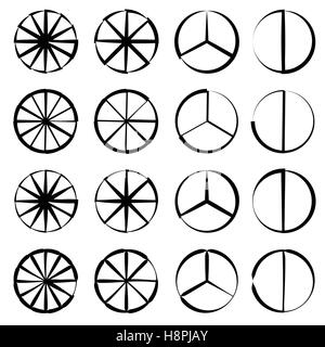 Segmentierte Kreis - Kreisdiagramm, Pie Graph Umriss set Stock Vektor