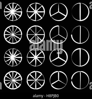 Segmentierte Kreis - Kreisdiagramm, Pie Graph Umriss set Stock Vektor