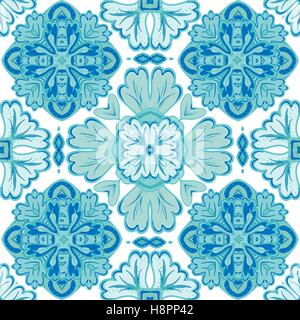 Nahtlose Patchwork-Muster von marokkanisch, portugiesischen Fliesen, Azulejo, Ornamente. Für Tapeten, Musterfüllungen, Oberfläche Texturen Stock Vektor